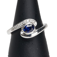 Pt900 プラチナ サファイア0.59ct ダイヤ0.06ct リング 指輪 レディース 15号 【中古】