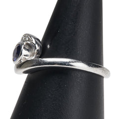 Pt900 プラチナ サファイア0.59ct ダイヤ0.06ct リング 指輪 レディース 15号 【中古】