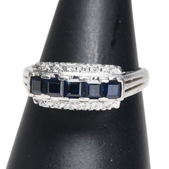 Pt900 プラチナ サファイア1.02ct ダイヤ0.08ct リング 指輪 レディース 14.5号 【中古】