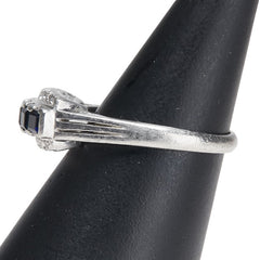 Pt900 プラチナ サファイア1.02ct ダイヤ0.08ct リング 指輪 レディース 14.5号 【中古】