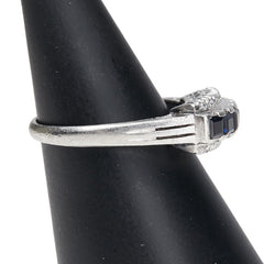 Pt900 プラチナ サファイア1.02ct ダイヤ0.08ct リング 指輪 レディース 14.5号 【中古】