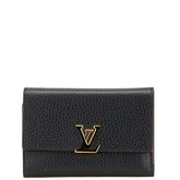 ルイ ヴィトン ポルトフォイユ カプシーヌ コンパクト 三つ折り財布 M62157 ノワール ホットピンク ブラック レザー レディース LOUIS VUITTON 【中古】