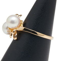 タサキ K18YG イエローゴールド アコヤパール7.5~7.6mm ダイヤ リング 指輪 レディース TASAKI 17号 【中古】