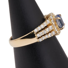 K18YG イエローゴールド サファイア0.70ct ダイヤ0.92ct リング 指輪 レディース 10.5号 【中古】