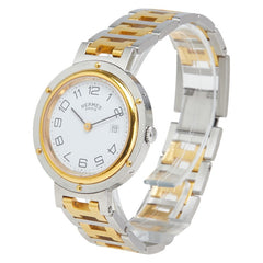 エルメス クリッパー 腕時計 クオーツ ホワイト文字盤 ステンレススチール メッキ メンズ HERMES 【中古】