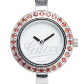 グッチ ガーネットベゼル 腕時計 バングルウォッチ 105 クオーツ ホワイト文字盤 ステンレススチール レディース GUCCI 【中古】