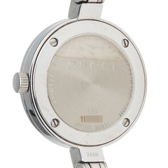 グッチ ガーネットベゼル 腕時計 バングルウォッチ 105 クオーツ ホワイト文字盤 ステンレススチール レディース GUCCI 【中古】