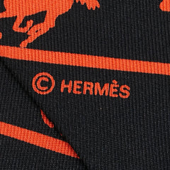 エルメス ツイリー LES ALLURES スカーフ ブラック オレンジ シルク レディース HERMES 【中古】