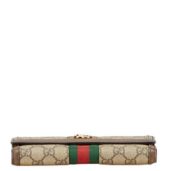 グッチ GGスプリーム オフィディア 長財布 523153 ベージュ ブラウン PVC レザー レディース GUCCI 【中古】