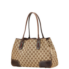 グッチ GGキャンバス プリンシー シェリーライン リボン ショルダーバッグ トートバッグ 163805 ブラック キャンバス レザー レディース GUCCI 【中古】