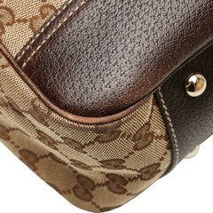 グッチ GGキャンバス プリンシー シェリーライン リボン ショルダーバッグ トートバッグ 163805 ブラック キャンバス レザー レディース GUCCI 【中古】