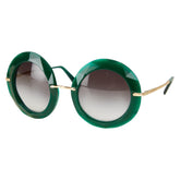 ドルチェアンドガッバーナ ラウンド 丸型 サングラス DG6105 グリーン ブラック ゴールド プラスチック レディース DOLCE&GABBANA 【中古】