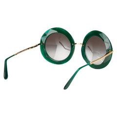 ドルチェアンドガッバーナ ラウンド 丸型 サングラス DG6105 グリーン ブラック ゴールド プラスチック レディース DOLCE&GABBANA 【中古】