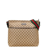 グッチ GGキャンバス シェリーライン 斜め掛け ショルダーバッグ 189751 ブラウン キャンバス レザー レディース GUCCI 【中古】