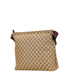 グッチ GGキャンバス シェリーライン 斜め掛け ショルダーバッグ 189751 ブラウン キャンバス レザー レディース GUCCI 【中古】