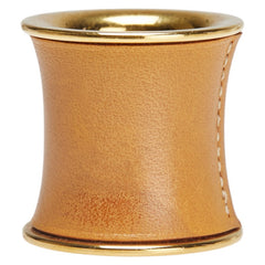 エルメス 筒型 スカーフリング ゴールド ベージュ メッキ レザー レディース HERMES 【中古】