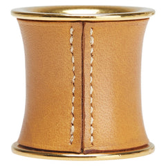 エルメス 筒型 スカーフリング ゴールド ベージュ メッキ レザー レディース HERMES 【中古】