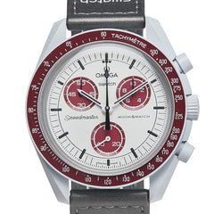 オメガ × スウォッチ Swatch ミッション トゥ プルート 腕時計 SO33M101 クオーツ ホワイト文字盤 ナイロン バイオセラミック レディース OMEGA 【中古】