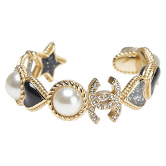 シャネル ココマーク ハート 星 スター 月 ムーン モチーフ フープ ピアス 片耳のみ ゴールド メッキ フェイクパール レディース CHANEL 【中古】