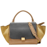 セリーヌ トラペーズ ハンドバッグ ショルダーバッグ 2WAY グレー ベージュ カーキ レザー スウェード レディース CELINE 【中古】