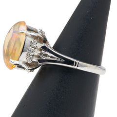 Pt900 プラチナ オパール ダイヤ0.15ct リング 指輪 レディース 9号 【中古】