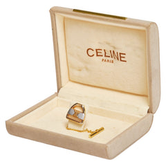 セリーヌ マカダム タイピン タイタック ゴールド メッキ メンズ CELINE 【中古】