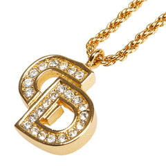 ディオール CDロゴ ラインストーン ネックレス ゴールド メッキ レディース Dior 【中古】