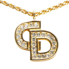 ディオール CDロゴ ラインストーン ネックレス ゴールド メッキ レディース Dior 【中古】