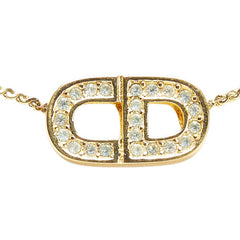 ディオール CDロゴ ラインストーン ネックレス ゴールド メッキ レディース Dior 【中古】