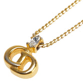 ディオール CDロゴ ストーン ネックレス ゴールド メッキ レディース Dior 【中古】