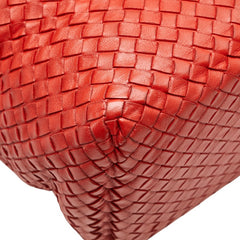 ボッテガヴェネタ イントレチャート パイソン型押し ボストンバッグ レッド レザー レディース BOTTEGAVENETA 【中古】