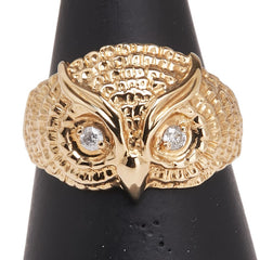 K18YG イエローゴールド ダイヤ フクロウ 梟 モチーフ リング 指輪 レディース 13号 【中古】