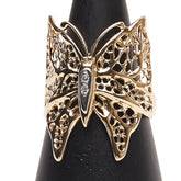 K18YG イエローゴールド Pt900 プラチナ コンビ ダイヤ バタフライ 蝶 リング 指輪 レディース 12号 【中古】