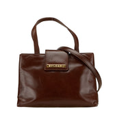 ブルガリ ロゴ ショルダーバッグ ハンドバッグ 2WAY ブラウン レザー レディース BVLGARI 【中古】