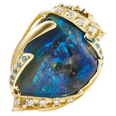 K18YG イエローゴールド ボルダーオパール39.46ct ダイヤ0.45ct ペンダント兼用ブローチ レディース 【中古】