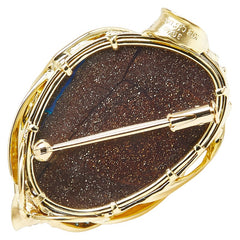 K18YG イエローゴールド ボルダーオパール39.46ct ダイヤ0.45ct ペンダント兼用ブローチ レディース 【中古】