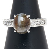 K18WG ホワイトゴールド キャッツアイ3.83ct ダイヤ0.18ct リング 指輪 レディース 11.5号 【中古】