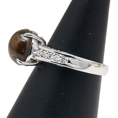 K18WG ホワイトゴールド キャッツアイ3.83ct ダイヤ0.18ct リング 指輪 レディース 11.5号 【中古】
