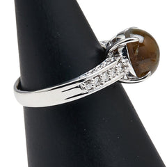 K18WG ホワイトゴールド キャッツアイ3.83ct ダイヤ0.18ct リング 指輪 レディース 11.5号 【中古】