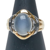 K18YG イエローゴールド Pt900 プラチナ コンビ ムーンストーン ダイヤ0.04ct リング 指輪 レディース 12号 【中古】