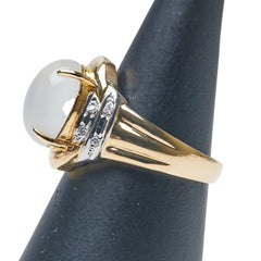 K18YG イエローゴールド Pt900 プラチナ コンビ ムーンストーン ダイヤ0.04ct リング 指輪 レディース 12号 【中古】