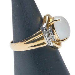 K18YG イエローゴールド Pt900 プラチナ コンビ ムーンストーン ダイヤ0.04ct リング 指輪 レディース 12号 【中古】