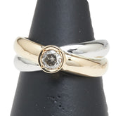 K18YG イエローゴールド Pt900 プラチナ コンビ ダイヤ0.20ct リング 指輪 レディース 11.5号 【中古】