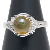 Pt900 プラチナ キャッツアイ2.567ct ダイヤ0.10ct リング 指輪 レディース 10.5号 【中古】