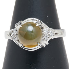 Pt900 プラチナ キャッツアイ2.567ct ダイヤ0.10ct リング 指輪 レディース 10.5号 【中古】