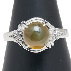 Pt900 プラチナ キャッツアイ2.567ct ダイヤ0.10ct リング 指輪 レディース 10.5号 【中古】