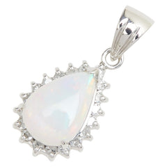 Pt900 プラチナ オパール0.83ct ダイヤ0.15ct ペンダントトップ レディース 【中古】