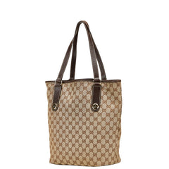 グッチ GGキャンバス ショルダーバッグ トートバッグ 153009 ベージュ ブラウン キャンバス レザー レディース GUCCI 【中古】