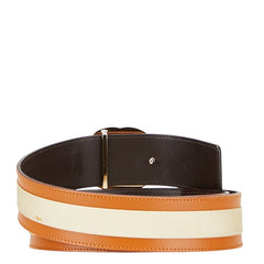 グッチ インターロッキングG ベルト 74053 ブラウン ベージュ レザー キャンバス レディース GUCCI 【中古】