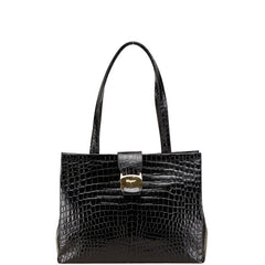 サルヴァトーレフェラガモ ヴァラ 型押し ハンドバッグ トートバッグ ブラック レザー レディース Salvatore Ferragamo 【中古】
